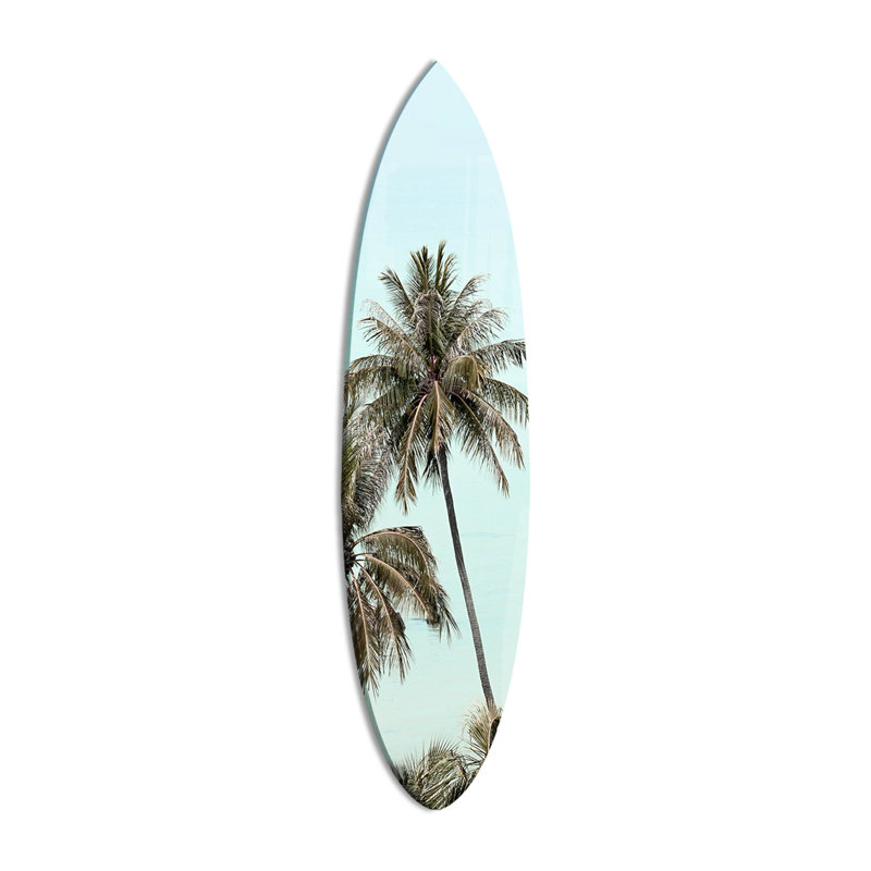 Oliver Gal Palm Tree Surfboard Decorative Surfboard Wall Art Print on